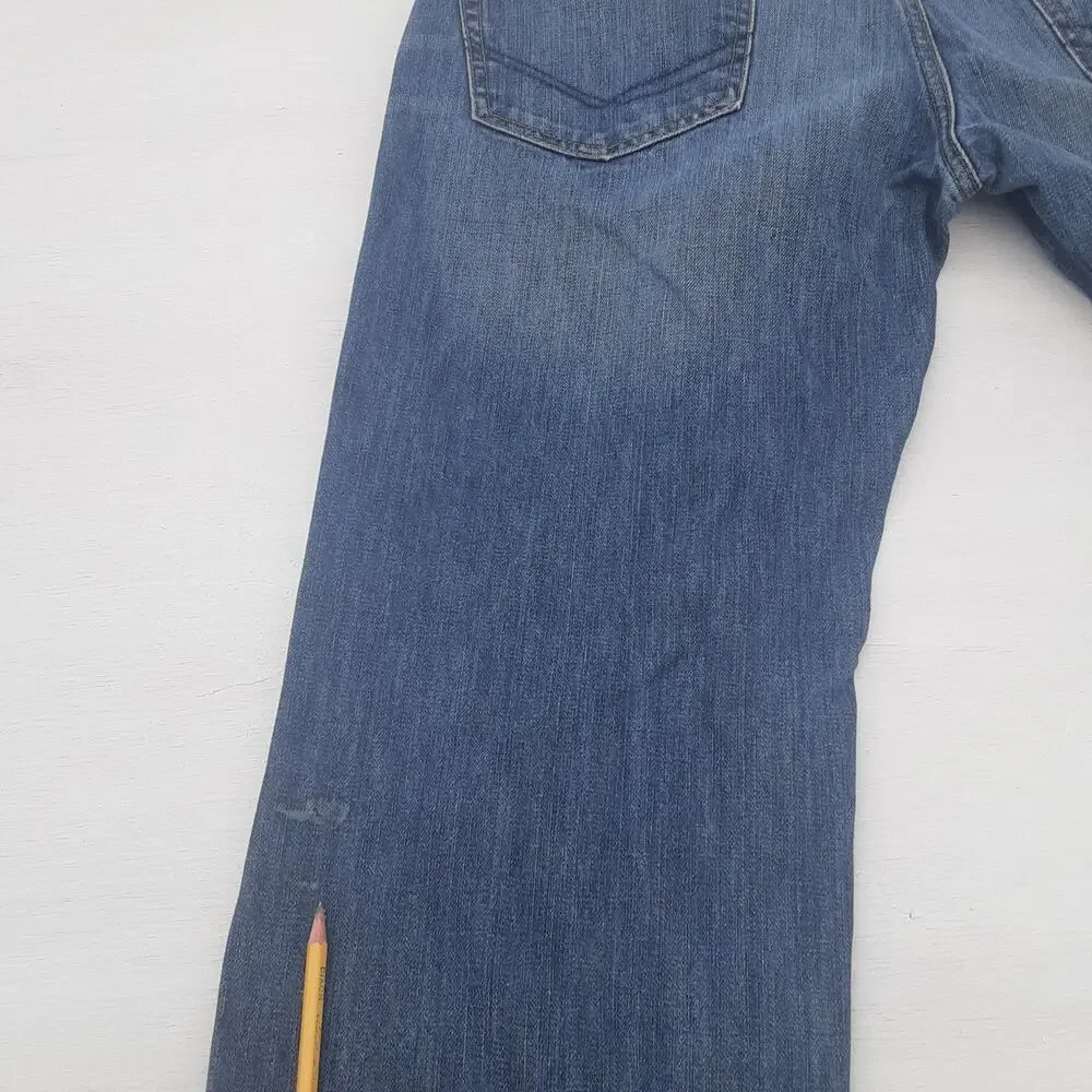 Bullhead Jeans Mens 32x34 Blue Denim Rincon Straight Whisker Distressed